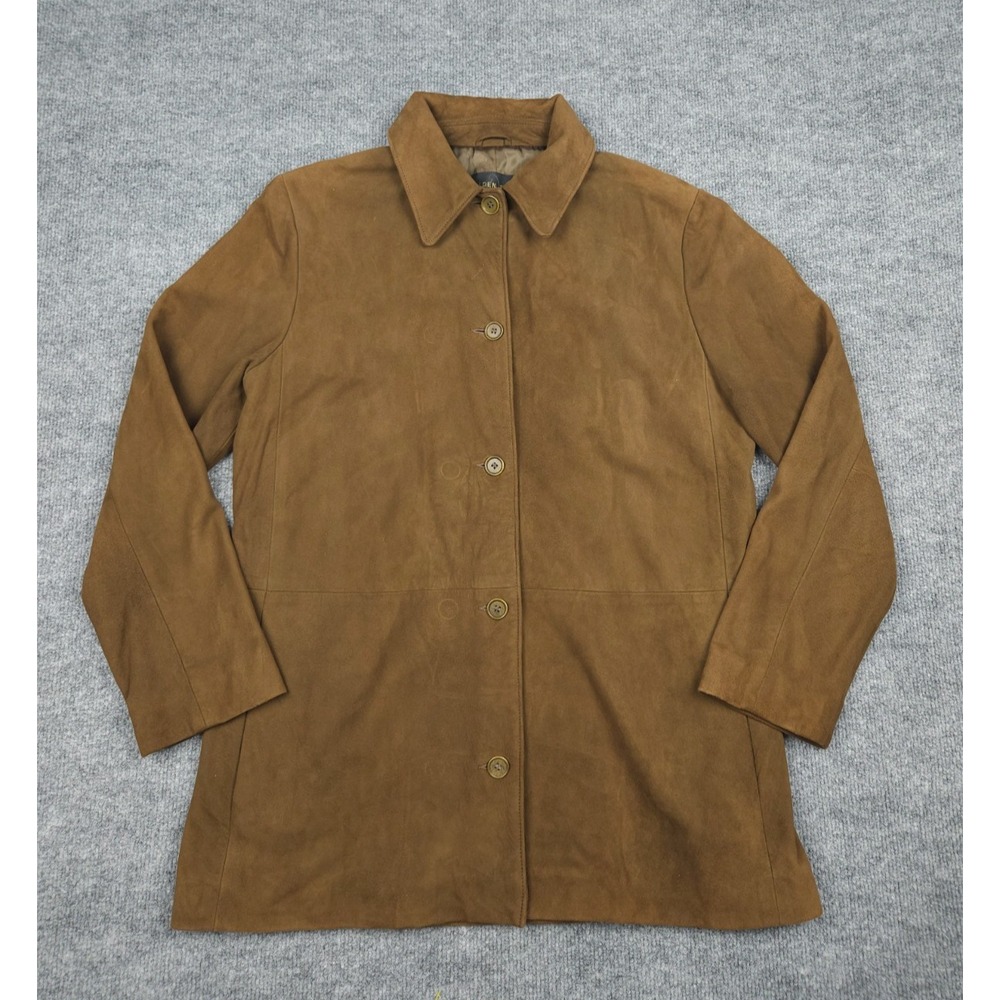 Golden Bear San Francisco Suede Leather Jacket Women's Medium Brown Button Up